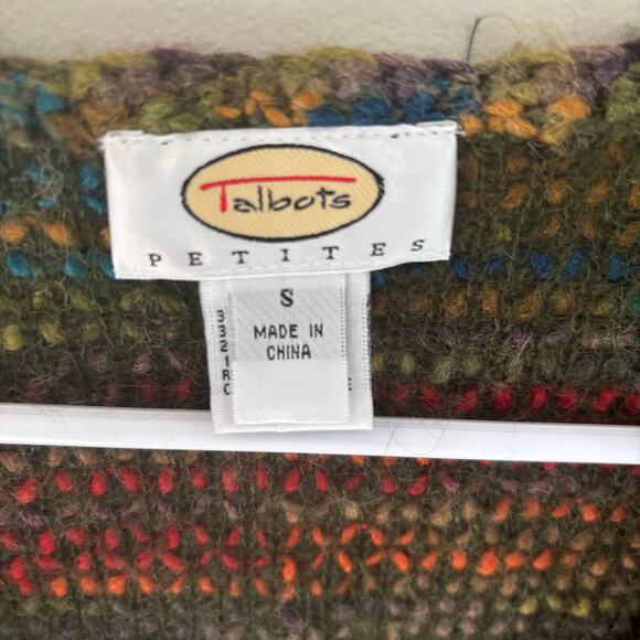 VTG Talbots Small Petite Mohair Blend Open Cardigan Rainbow Cozy Boho - Picture 2 of 8